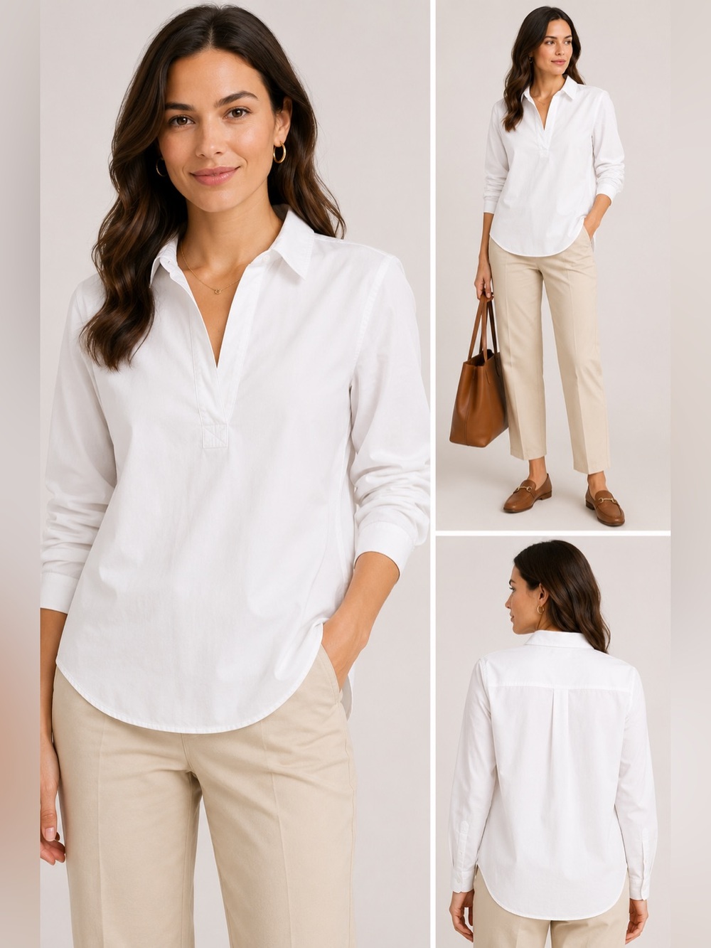 J.Crew Re-imagined White Cotton Popover Shirt | Size Small